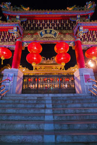 Low angle view of illuminated building