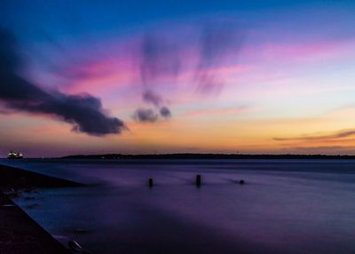 Scenic view of sea against sky at sunset