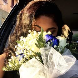 Portrait of girl with flowers