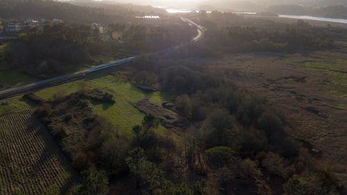 High angle view of landscape against sky