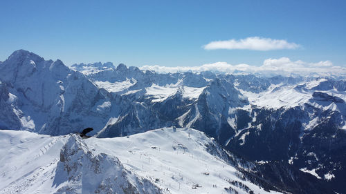 View into a valley of the dolomite mountains