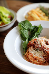 Close-up of meal served in plate