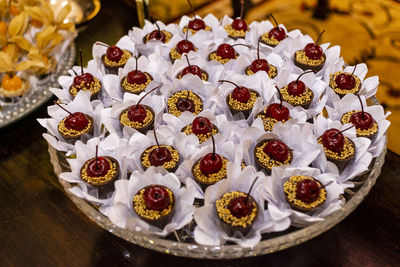 High angle view of cake on table