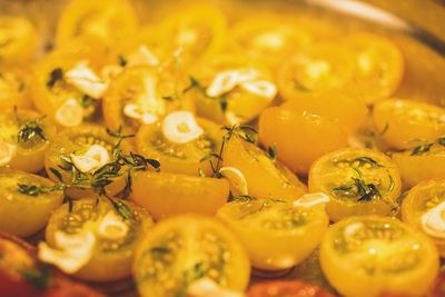 Full frame shot of yellow eggs