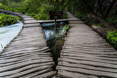 Footbridge amidst trees