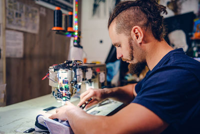 Man working on table