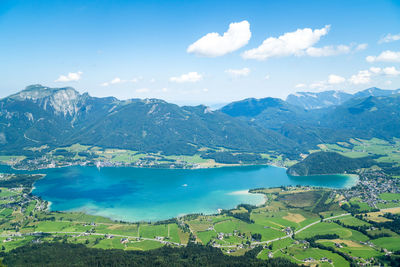 Panoramic view at lake wolfgangsee, austria