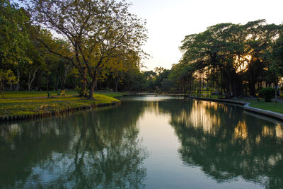 Scenic view of lake against clear sky