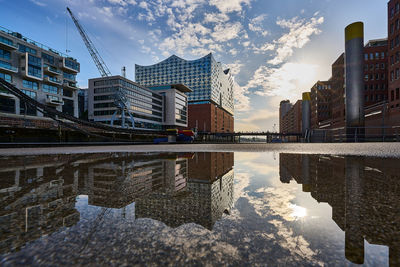 Reflection of buildings in city