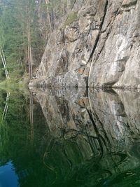 Full frame shot of rock by lake