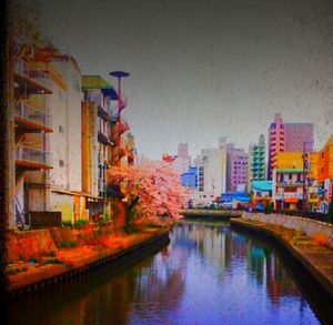 View of river with buildings in background