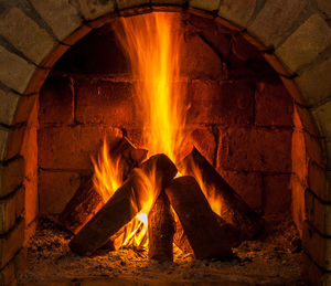 Bonfire on wooden log