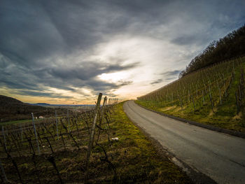 Road amidst field against sky