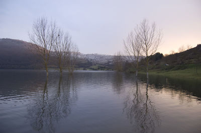 Scenic view of lake against clear sky