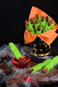 Close-up of food on table