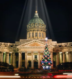View of illuminated building at night