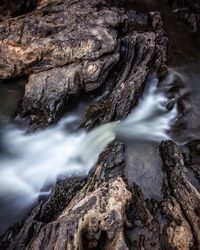 Water flowing through rocks