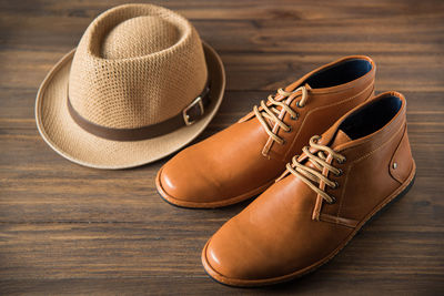 High angle view of shoes on table