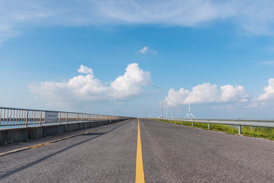 Surface level of road against sky