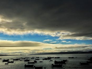 Scenic view of sea against sky at sunset