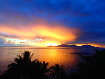 Scenic view of sunset over sea