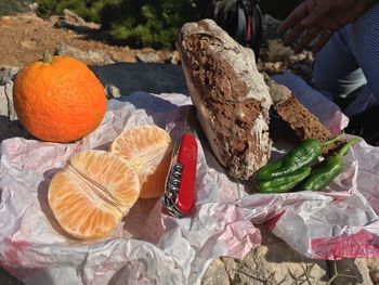 Close-up of orange fruits on table