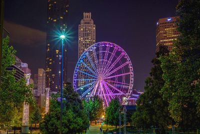 Illuminated skyview atlanta at centennial olympic park