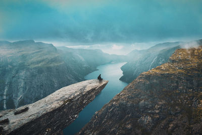 Panoramic view of rocks and mountains against sky
