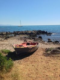 Scenic view of sea against clear sky