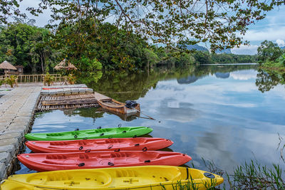 Scenic view of lake against trees