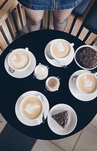 High angle view of coffee on table