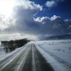 Scenic view of landscape against sky during winter