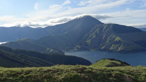 Scenic view of mountains against sky