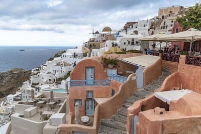 High angle view of buildings in city