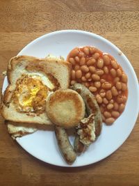 Close-up of breakfast in plate on table