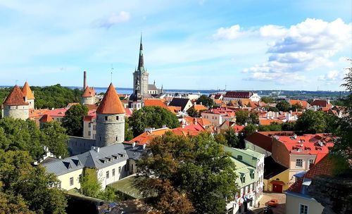 View of tallinn old townscape against sky