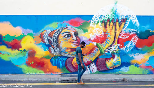 Multi colored graffiti on wall