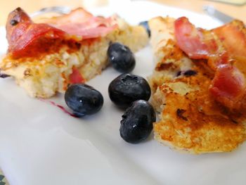 Close-up of breakfast served in plate