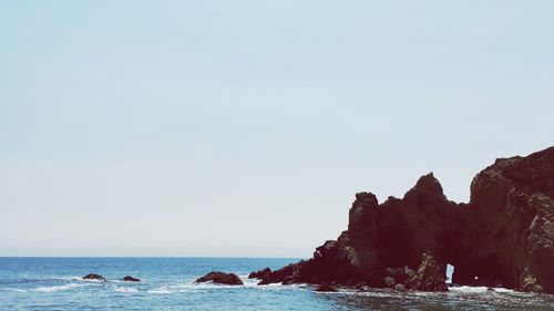 Scenic view of sea against clear sky