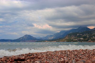 Scenic view of beach against sky