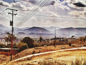 Electricity pylon with power lines