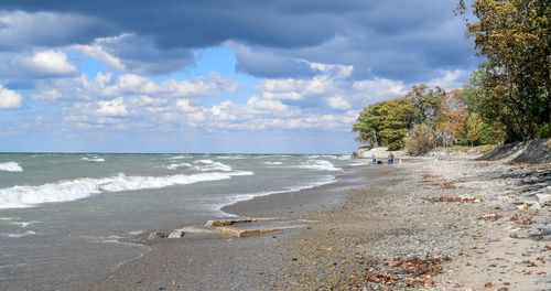 Scenic view of beach against sky