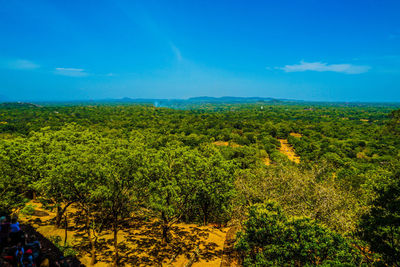 Scenic view of landscape against blue sky