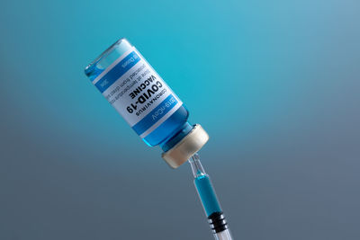 Close-up of text against blue background