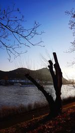 Scenic view of lake against clear sky