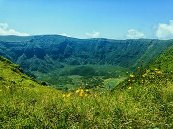 Scenic view of big volcanic crater