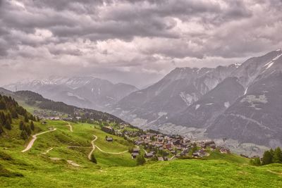 Scenic view of mountains against sky
