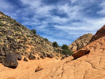 Scenic view of rocky mountains against sky