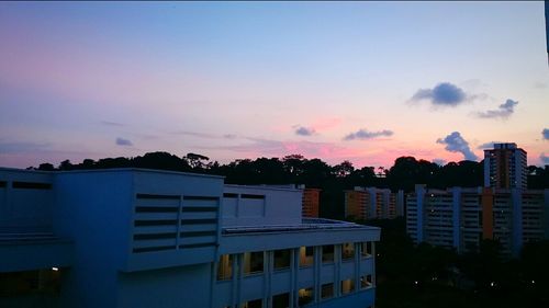 Buildings at sunset