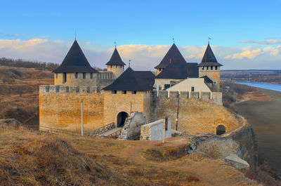 Old fortress in khotyn. ukraine. old ruins against sky